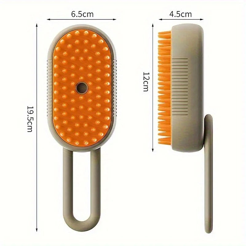 3-in-1 Steam Spray Cat Grooming Brush — Self-Cleaning Massage Comb with Hair Removal