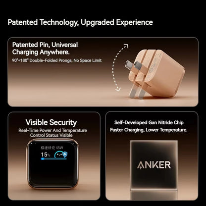 Anker Nano 45W Smart Display USB-C Fast Charger | Foldable
