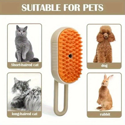 3-in-1 Steam Spray Cat Grooming Brush — Self-Cleaning Massage Comb with Hair Removal