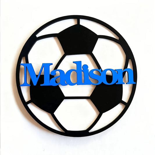 A customized personalized football wall art wooden decoration with a "shoot for the target" theme wall, suitable for bedroom, li