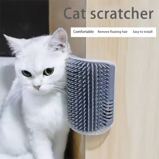 Corner Cat Scratcher & Self-Grooming Massage Brush – Wall-Mounted Cat Scratch Pad