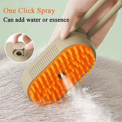 3-in-1 Steam Spray Cat Grooming Brush — Self-Cleaning Massage Comb with Hair Removal
