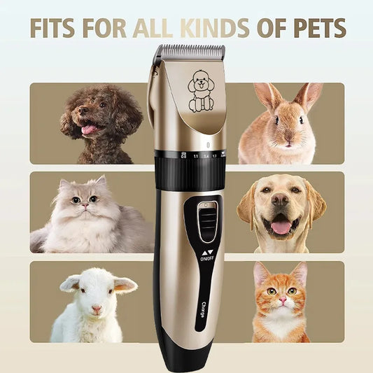 4-in-1 Low Noise Rechargeable Pet Hair Clipper & Grooming Set for Dogs, Cats & Rabbits