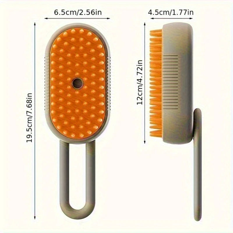 3-in-1 Steam Spray Cat Grooming Brush — Self-Cleaning Massage Comb with Hair Removal