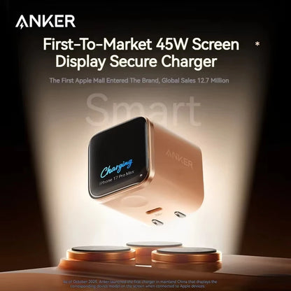 Anker Nano 45W Smart Display USB-C Fast Charger | Foldable
