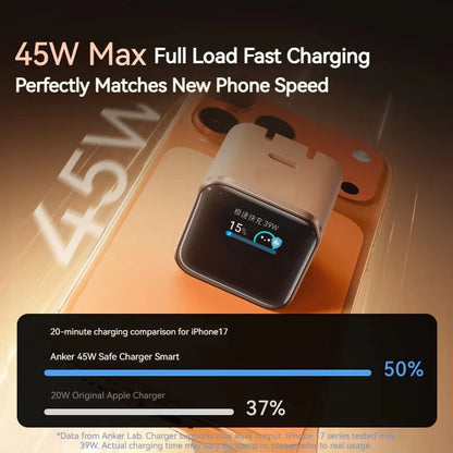 Anker Nano 45W Smart Display USB-C Fast Charger | Foldable