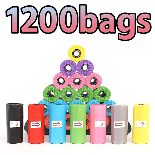 Leak-Proof Cartoon Paw Print Dog Poop Bags | Pet Waste Bags